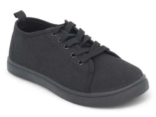 Women`s Black Lace Up Canvas Sneaker