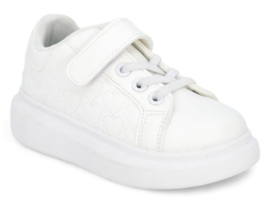 Girls White Heart Platform Sneaker